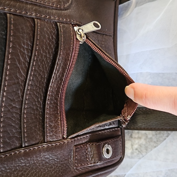 EUVC-Vintage Eddie Bauer Leather Dual Sided Crossbody Organizer Travel Bag Purse - Picture 12 of 16